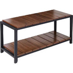 Honey-Can-Do 2 Tier Shoe Storage Bench Walnut: Shoe Rack Bench, Holds 8 Pairs, Ground Freestanding, Particle Board Frame