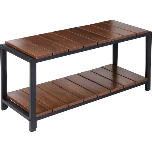 Honey-Can-Do 2 Tier Shoe Storage Bench Walnut: Shoe Rack Bench, Holds 8 Pairs, Ground Freestanding, Particle Board Frame
