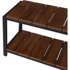 Banc de rangement pour chaussures à 2 niveaux Noyer : Banc porte-chaussures, contient 8 paires, sur pied, cadre en panneaux de particules