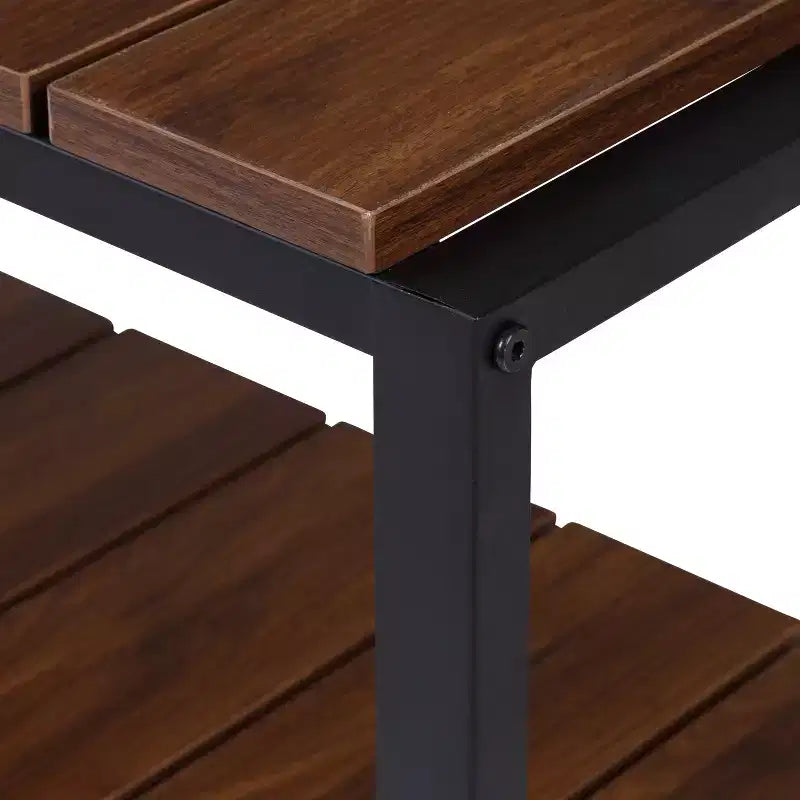 2 Tier Shoe Storage Bench Walnut: Shoe Rack Bench, Holds 8 Pairs, Ground Freestanding, Particle Board Frame