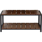Banc de rangement pour chaussures à 2 niveaux Noyer : Banc porte-chaussures, contient 8 paires, sur pied, cadre en panneaux de particules