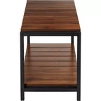 Banc de rangement pour chaussures à 2 niveaux Noyer : Banc porte-chaussures, contient 8 paires, sur pied, cadre en panneaux de particules