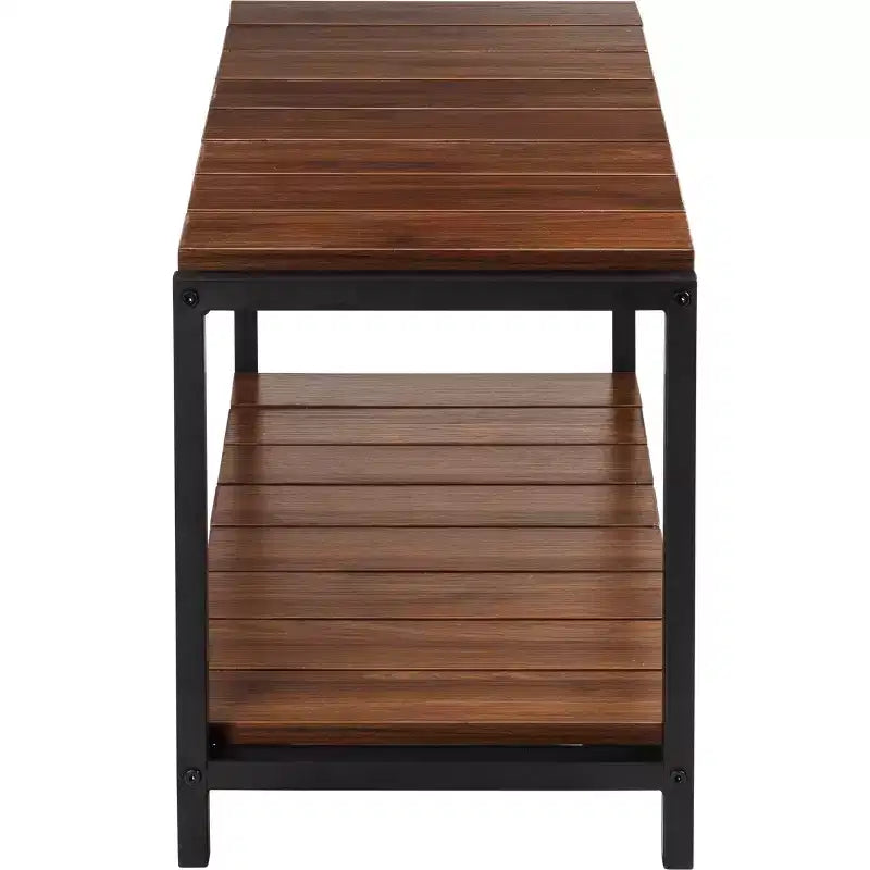 Banc de rangement pour chaussures à 2 niveaux Noyer : Banc porte-chaussures, contient 8 paires, sur pied, cadre en panneaux de particules