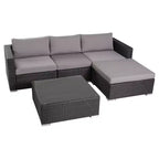 Ensemble de salon de patio sectionnel en osier 5 pièces Santa Rosa avec coussins – Gris avec coussins gris argenté – Christopher Knight Home: Sectionnel extérieur