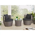 3pc Amelia Outdoor Conversation Set: Weather-Resistant Wicker, Aluminum Frame - Alaterre Furniture
