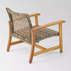Ensemble de conversation Augusta 6 pièces en bois et osier avec foyer : Cadre en acacia, résistant aux intempéries - Christopher Knight Home