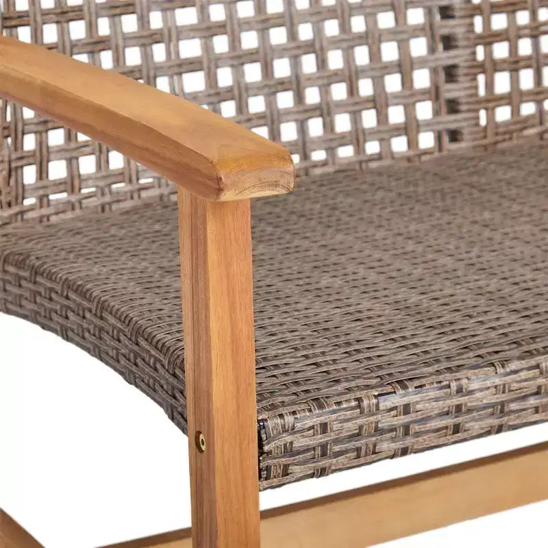 Ensemble de conversation Augusta 6 pièces en bois et osier avec foyer : Cadre en acacia, résistant aux intempéries - Christopher Knight Home
