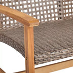 Ensemble de conversation Augusta 6 pièces en bois et osier avec foyer : Cadre en acacia, résistant aux intempéries - Christopher Knight Home