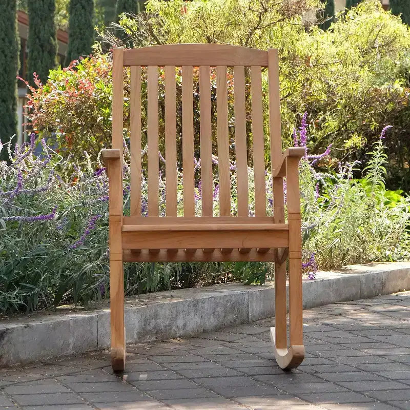 Sonoma Lane Channing Ensemble de conversation d'extérieur 3 pièces en teck – Mobilier compact résistant aux intempéries avec 2 fauteuils à bascule et table d'appoint