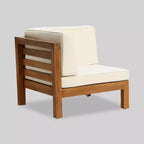 Canapé modulable 3 places Oana en bois d'acacia – Teck/Beige – Christopher Knight Home : Salon de jardin résistant aux intempéries