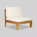 Canapé modulable 3 places Oana en bois d'acacia – Teck/Beige – Christopher Knight Home : Salon de jardin résistant aux intempéries