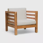 Oana Ensemble de conversation 5 pièces en bois d'acacia Teck/Beige : Mobilier d'extérieur modulable avec coussins moelleux - Christopher Knight Home