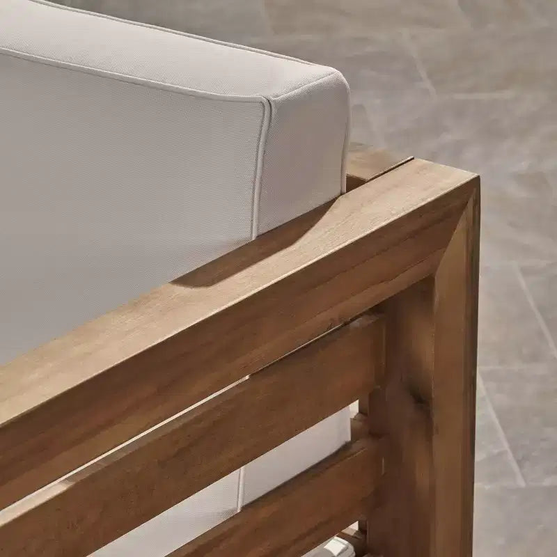 Oana Ensemble de conversation 5 pièces en bois d'acacia Teck/Beige : Mobilier d'extérieur modulable avec coussins moelleux - Christopher Knight Home