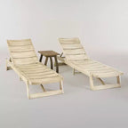 Ensemble de chaises longues Mahi 3 pièces en bois d'acacia : Résistant aux intempéries, comprend une table d'appoint - Christopher Knight Home
