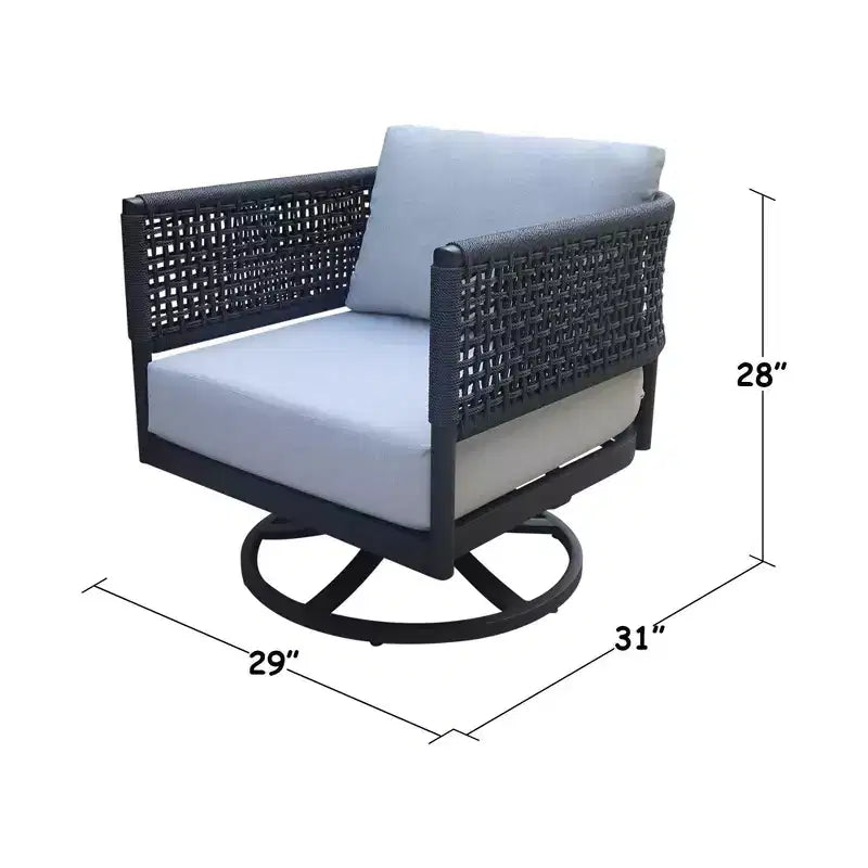 Ensemble de conversation d'extérieur 3 pièces International Concepts avec canapé, table basse et fauteuil pivotant en corde d'abaca tressée