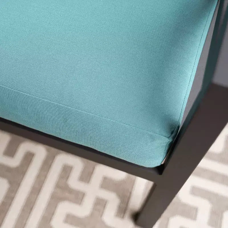 Ensemble de 6 places en aluminium Blakely de Leisure Made avec coussins en tissu bleu Spa