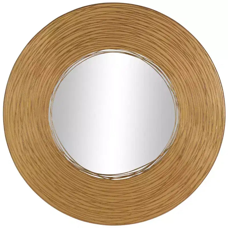 Olivia & May 30"x30" Metal Abstract Wall Mirror with Overlapping Wire Rings Gold: No Assembly, Sawtooth Wall Mount, Indoor Use