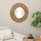 Miroir mural abstrait en métal avec anneaux de fils qui se chevauchent Doré : Aucun assemblage requis, Fixation murale en dents de scie, Utilisation intérieure