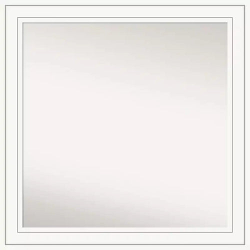 31" x 31" Non-Beveled Craftsman White Wood Wall Mirror - Amanti Art: Modern Square, Includes Mounting Hardware