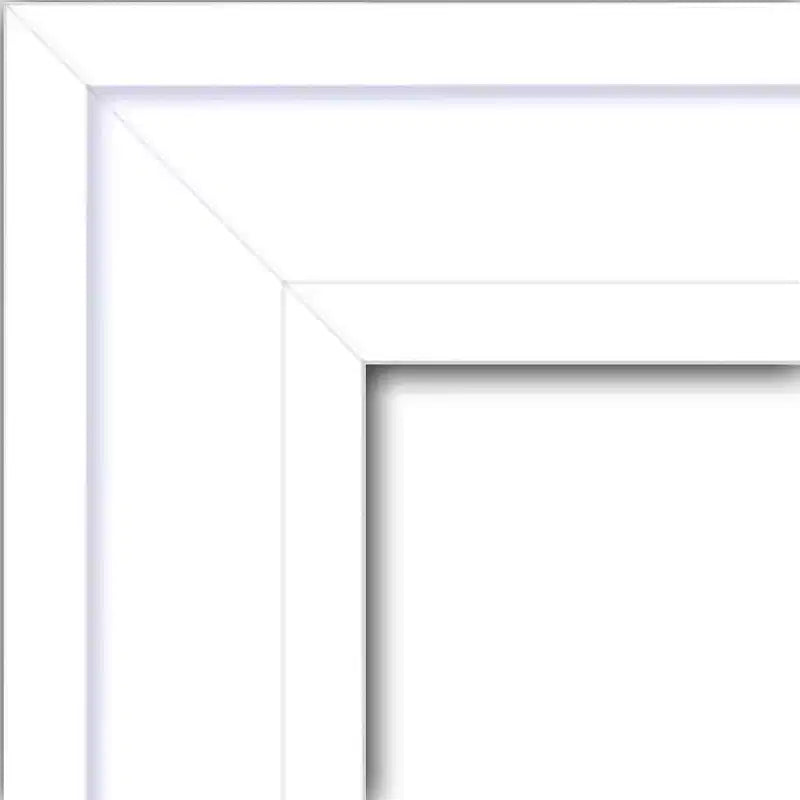 Miroir mural carré moderne en bois blanc non biseauté de 31 po x 31 po – Quincaillerie de fixation incluse