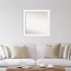 Miroir mural carré moderne en bois blanc non biseauté de 31 po x 31 po – Quincaillerie de fixation incluse