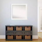 Miroir mural carré moderne en bois blanc non biseauté de 31 po x 31 po – Quincaillerie de fixation incluse