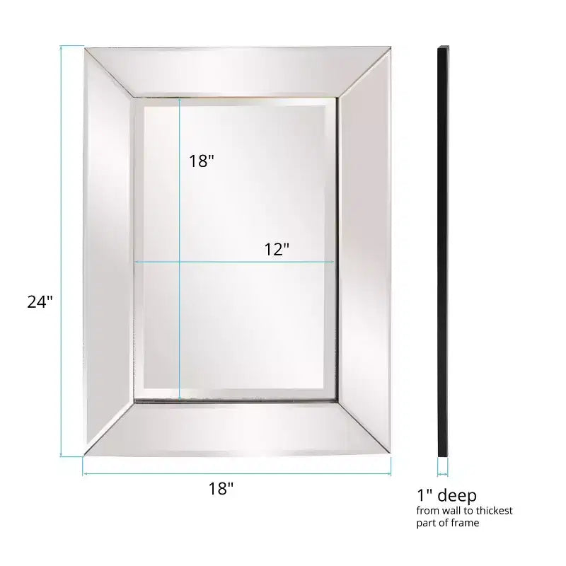 Miroir mural rectangulaire 24 po x 18 po : style moderne, cadre en bois, aucun assemblage requis