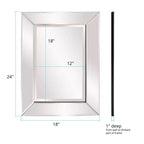 Miroir mural rectangulaire 24 po x 18 po : style moderne, cadre en bois, aucun assemblage requis