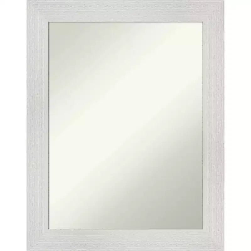 23" x 29" Non-Beveled Mosaic Bathroom Wall Mirror White - Amanti Art: Modern Rectangle, Polystyrene Frame, Wall Mounted