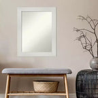 Miroir mural de salle de bain 23" x 29" non biseauté blanc - Rectangle moderne, cadre en polystyrène, fixation murale