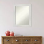 Miroir mural de salle de bain 23" x 29" non biseauté blanc - Rectangle moderne, cadre en polystyrène, fixation murale