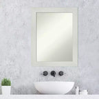 Miroir mural de salle de bain 23" x 29" non biseauté blanc - Rectangle moderne, cadre en polystyrène, fixation murale