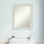 Miroir mural de salle de bain 23" x 29" non biseauté blanc - Rectangle moderne, cadre en polystyrène, fixation murale