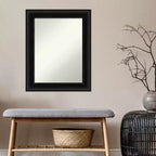Miroir mural de salle de bain 24 po x 30 po non biseauté Noir – Rectangle moderne, cadre en polystyrène, fixation murale