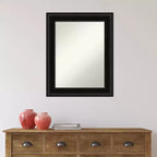 Miroir mural de salle de bain 24 po x 30 po non biseauté Noir – Rectangle moderne, cadre en polystyrène, fixation murale