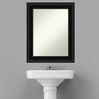 Miroir mural de salle de bain 24 po x 30 po non biseauté Noir – Rectangle moderne, cadre en polystyrène, fixation murale