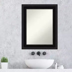 Miroir mural de salle de bain 24 po x 30 po non biseauté Noir – Rectangle moderne, cadre en polystyrène, fixation murale