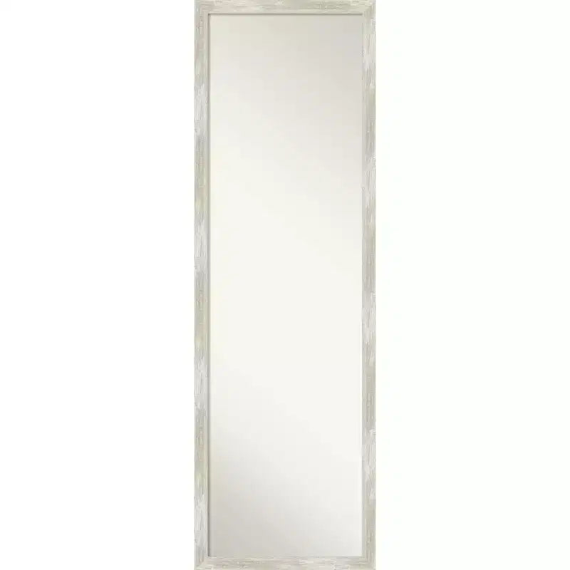 16" x 50" Crackled Narrow Framed Full Length on the Door Mirror Metallic - Amanti Art: Polystyrene, No Assembly Required