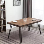 Ensemble de salle à manger Roundhill Furniture Amisos, table à manger avec pieds épingle, 4 chaises et banc rembourré, 6 pièces