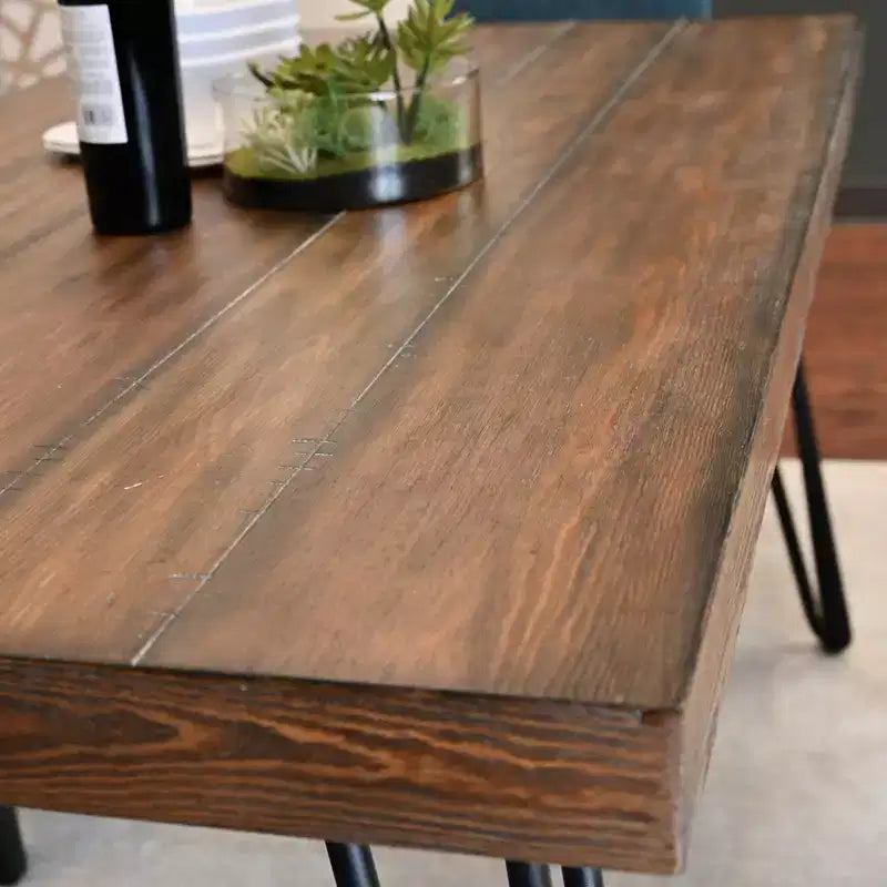Ensemble de salle à manger Roundhill Furniture Amisos, table à manger avec pieds épingle, 4 chaises et banc rembourré, 6 pièces