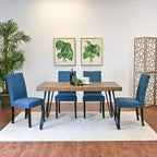 Ensemble de salle à manger Roundhill Furniture Amisos, table à manger avec pieds épingle, 4 chaises et banc rembourré, 6 pièces