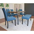Ensemble de salle à manger Roundhill Furniture Amisos, table à manger avec pieds épingle, 4 chaises et banc rembourré, 6 pièces