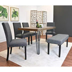 Ensemble de salle à manger Roundhill Furniture Amisos, table à manger avec pieds épingle, 4 chaises et banc rembourré, 6 pièces