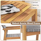 Ensemble de mobilier d'extérieur 4 pièces Costway, canapé avec cadre en bois d'acacia et assise en rotin