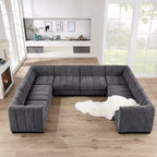 Canapé sectionnel chenille en U 192, ensemble de canapé modulaire surdimensionné 8 places pour salon bureau-Morden Fort