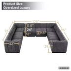 Canapé sectionnel chenille en U 192, ensemble de canapé modulaire surdimensionné 8 places pour salon bureau-Morden Fort