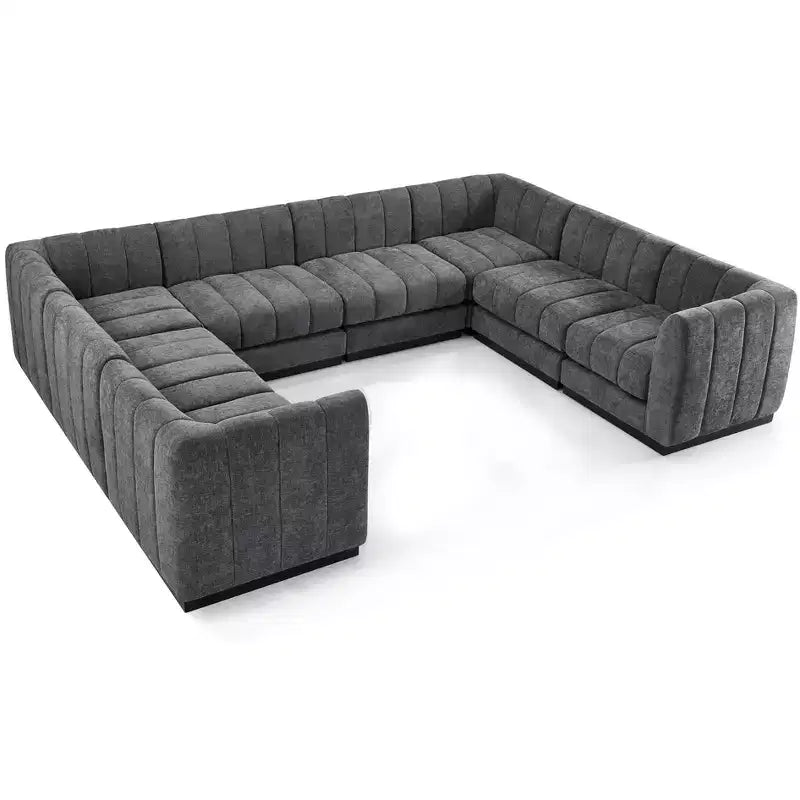 Canapé sectionnel chenille en U 192, ensemble de canapé modulaire surdimensionné 8 places pour salon bureau-Morden Fort