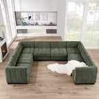 Canapé sectionnel chenille en U 192, ensemble de canapé modulaire surdimensionné 8 places pour salon bureau-Morden Fort