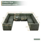 Canapé sectionnel chenille en U 192, ensemble de canapé modulaire surdimensionné 8 places pour salon bureau-Morden Fort