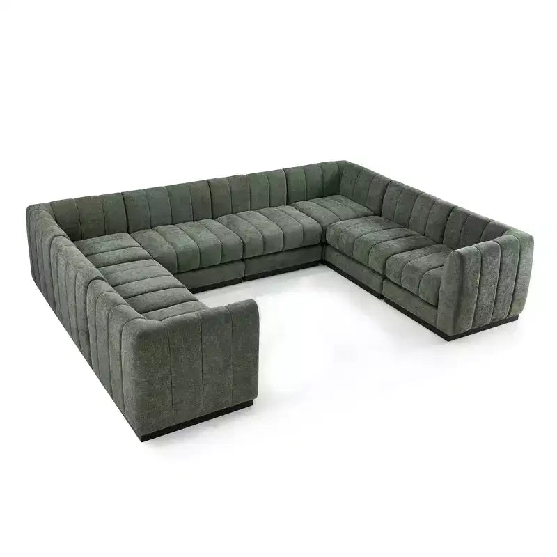 Canapé sectionnel chenille en U 192, ensemble de canapé modulaire surdimensionné 8 places pour salon bureau-Morden Fort